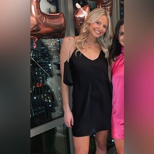 Wilfred Black Satin Mini Slip Dress